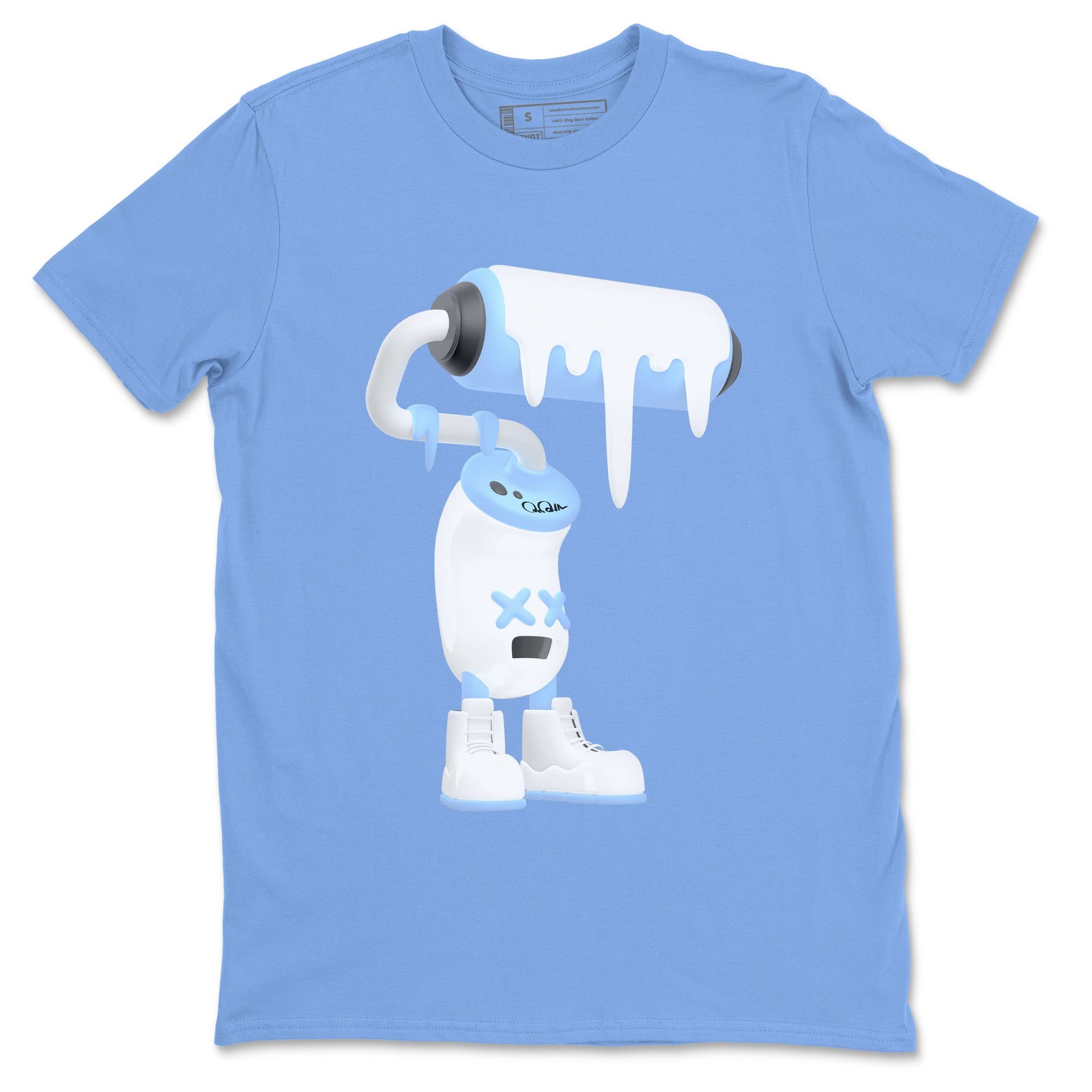 11s Retro Legend Blue shirts to match jordans 3D Paint Roller sneaker match tees Air Jordan 11 Legend Blue best t shirts to wear with jordans SNRT Sneaker Tees unisex cotton Carolina Blue 2 shirts