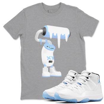11s Retro Legend Blue shirts to match jordans 3D Paint Roller sneaker match tees Air Jordan 11 Legend Blue best t shirts to wear with jordans SNRT Sneaker Tees unisex cotton Heather Grey 1 shirts
