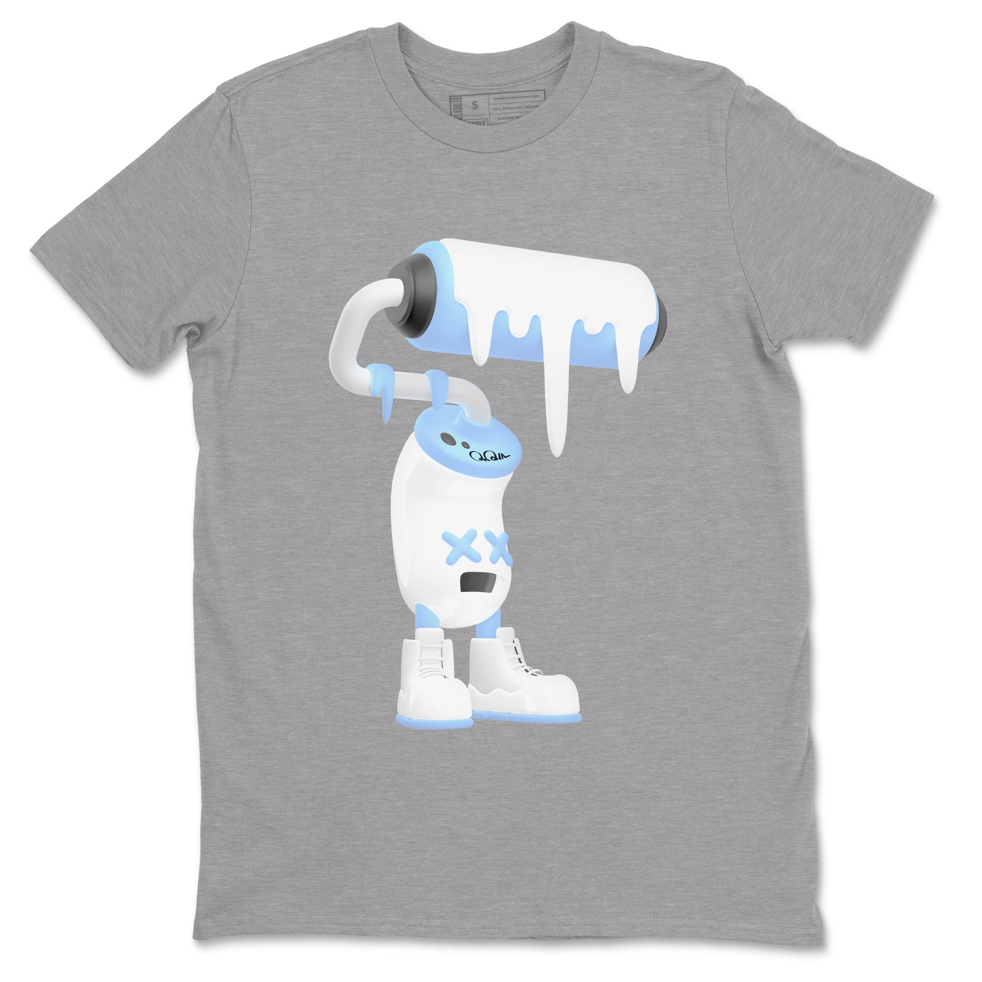 11s Retro Legend Blue shirts to match jordans 3D Paint Roller sneaker match tees Air Jordan 11 Legend Blue best t shirts to wear with jordans SNRT Sneaker Tees unisex cotton Heather Grey 2 shirts