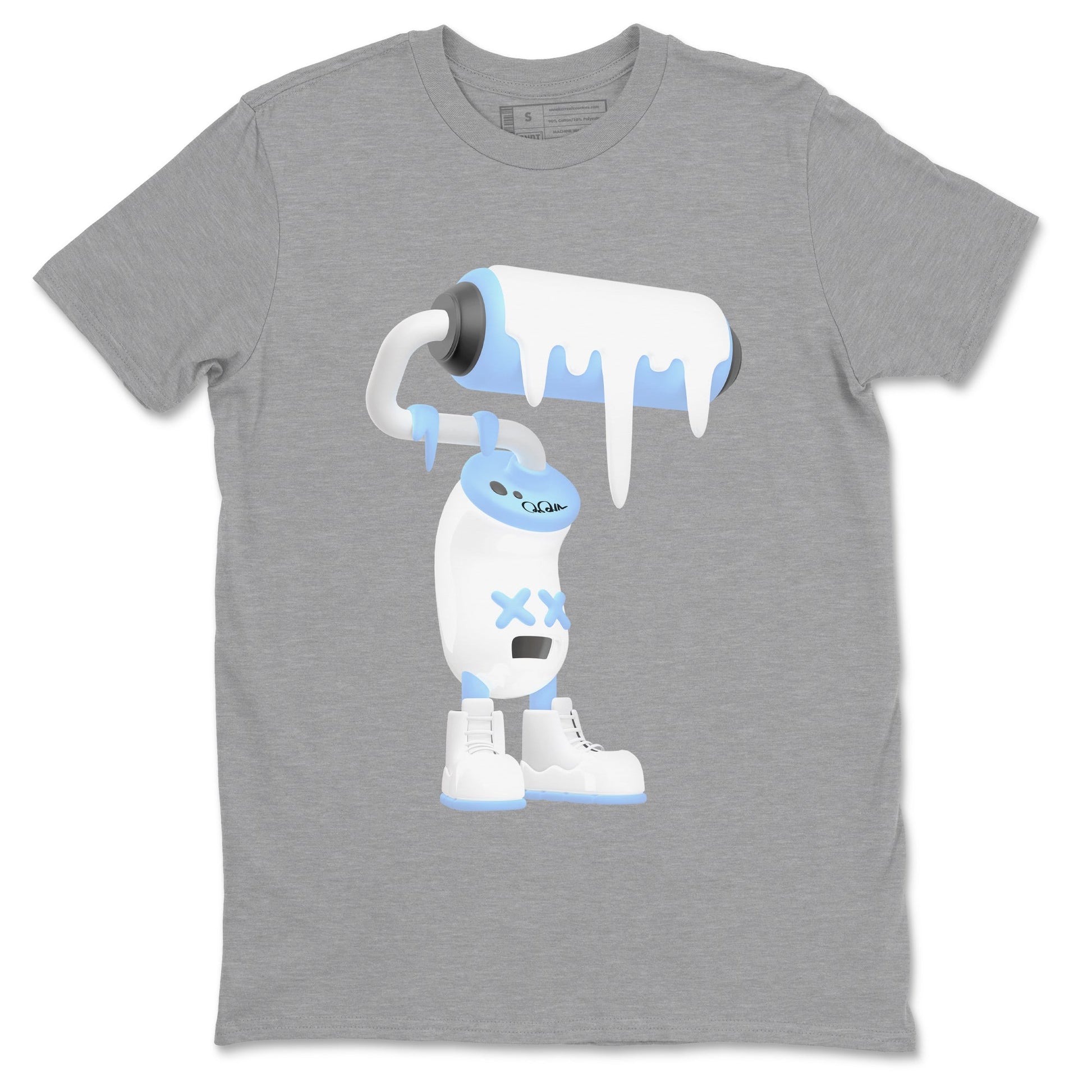 11s Retro Legend Blue shirts to match jordans 3D Paint Roller sneaker match tees Air Jordan 11 Legend Blue best t shirts to wear with jordans SNRT Sneaker Tees unisex cotton Heather Grey 2 shirts