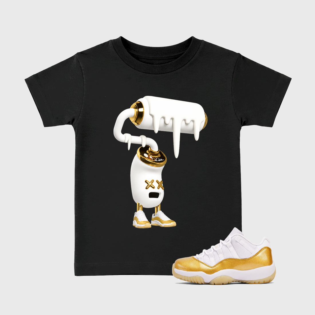 3D Paint Roller affordable baby and kids t-shirt designed to match the Air Jordan 11 Mother's Day, featuring coordinated Black 1 options for the perfect little sneakerhead streetwear look.