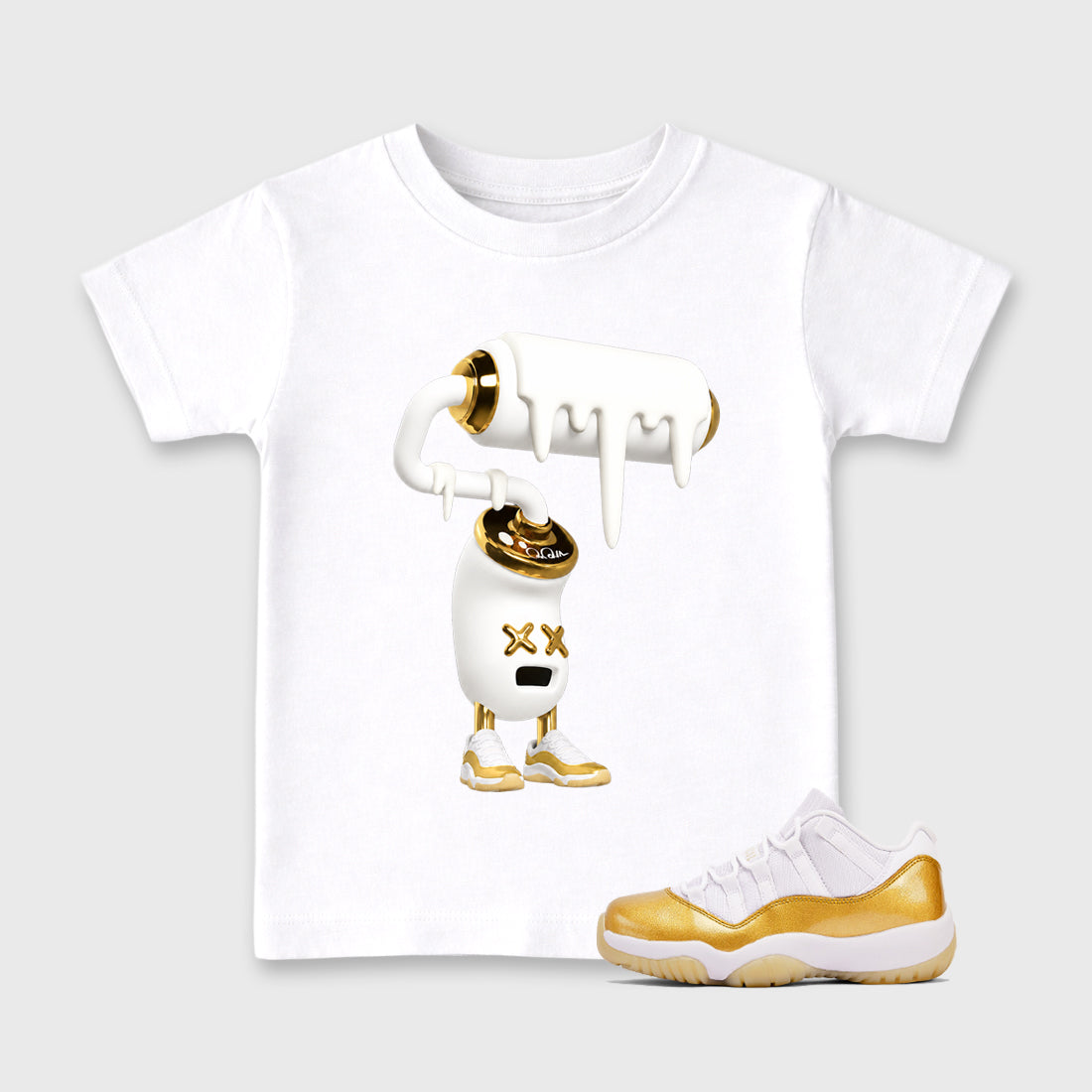 3D Paint Roller affordable baby and kids t-shirt designed to match the Air Jordan 11 Mother's Day, featuring coordinated White 1 options for the perfect little sneakerhead streetwear look.