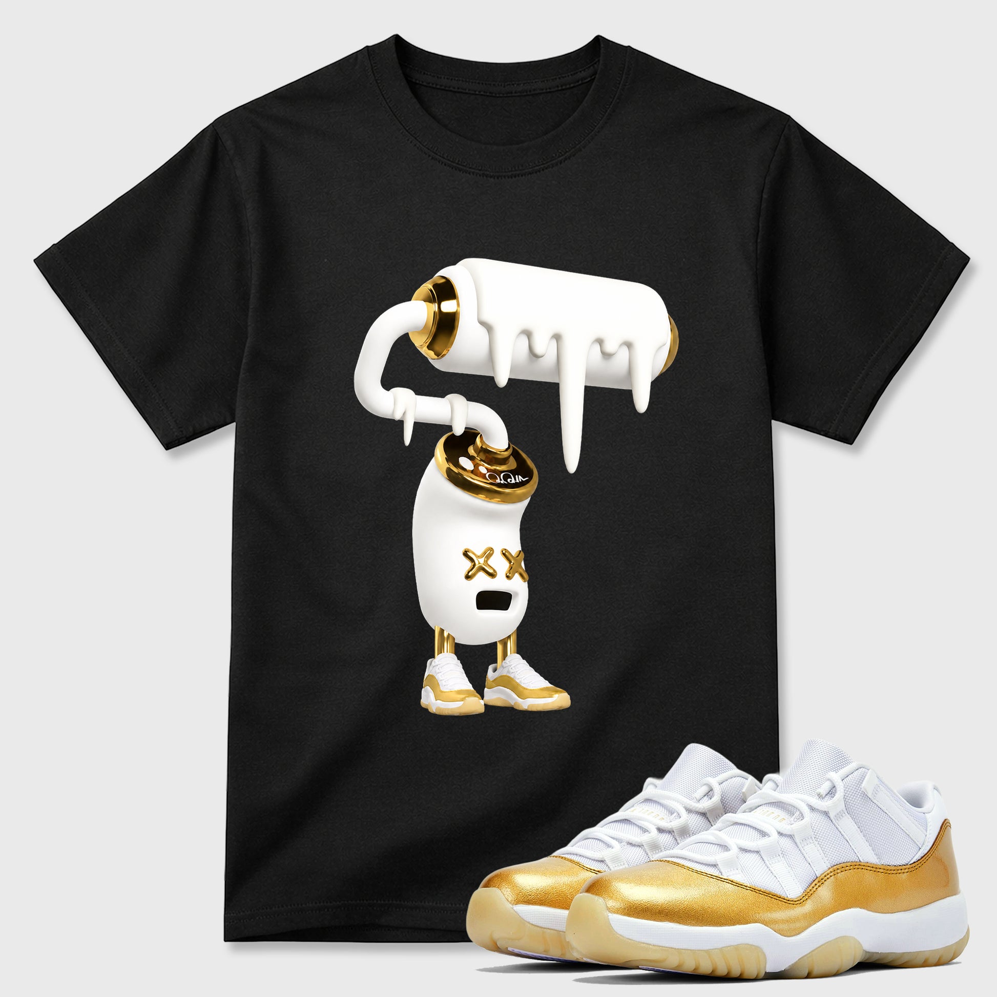 3D Paint Roller Graphic T-Shirt sneaker match tee designed for the Air Jordan 11 Mother's Day, featuring coordinated color options for a perfect streetwear match. Black 1 shirt.