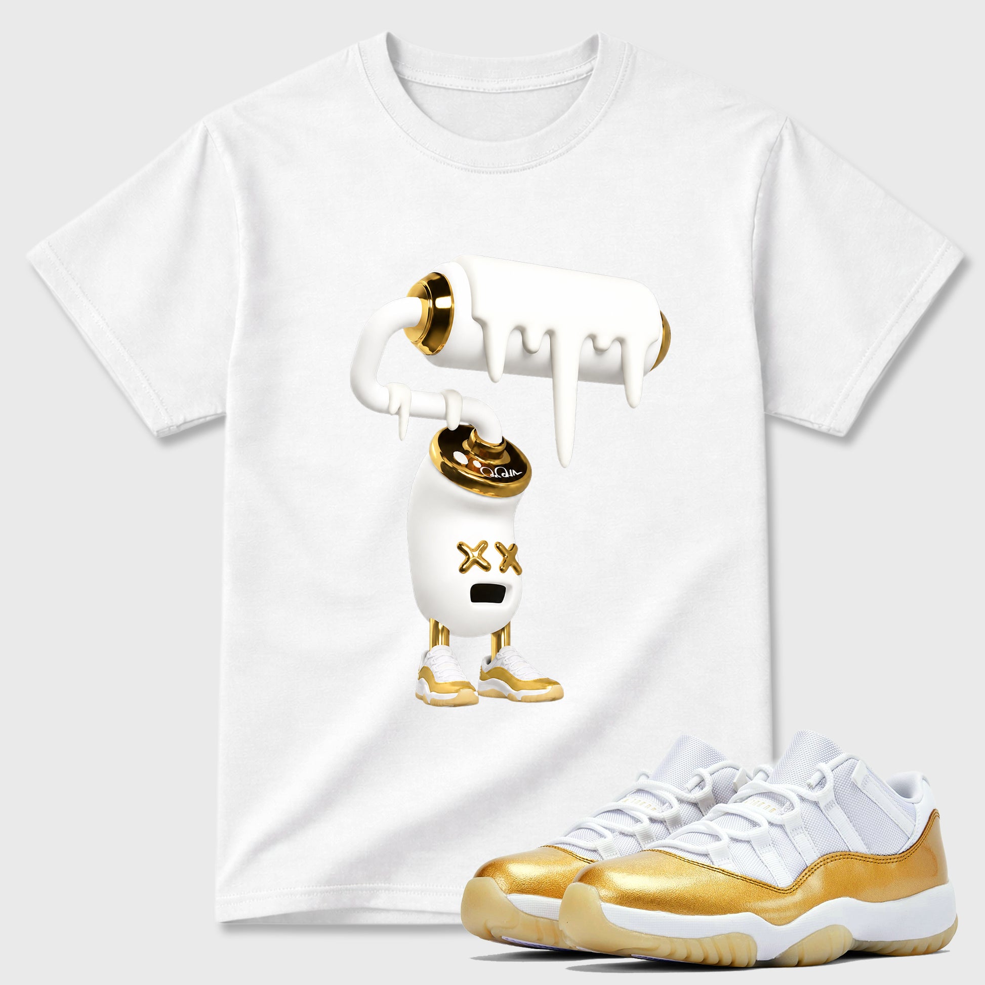 3D Paint Roller Graphic T-Shirt sneaker match tee designed for the Air Jordan 11 Mother's Day, featuring coordinated color options for a perfect streetwear match. White 1 shirt.