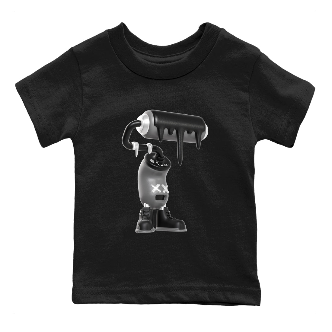 12s Black Wolf Grey shirts to match jordans 3D Paint Roller sneaker match tees Air Jordan 12 Barons match shoes to clothes SNRT Sneaker Tees Youth Baby Black 2 tee
