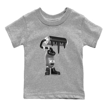 12s Black Wolf Grey shirts to match jordans 3D Paint Roller sneaker match tees Air Jordan 12 Barons match shoes to clothes SNRT Sneaker Tees Youth Baby Heather Grey 2 tee