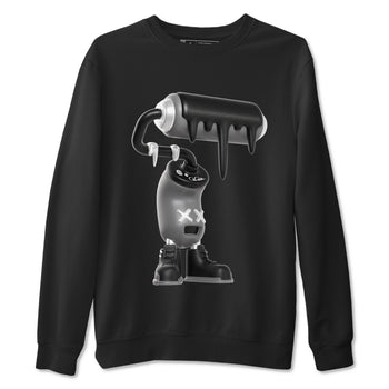 12s Black Wolf Grey shirts to match jordans 3D Paint Roller sneaker match tees Air Jordan 12 Barons match shoes to clothes SNRT Sneaker Tees unisex cotton Black 2 shirts