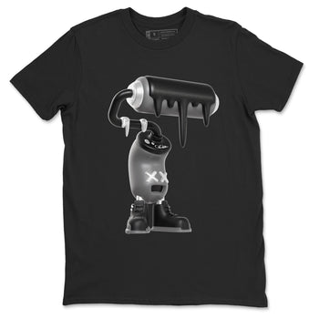 12s Black Wolf Grey shirts to match jordans 3D Paint Roller sneaker match tees Air Jordan 12 Barons match shoes to clothes SNRT Sneaker Tees unisex cotton Black 2 shirts