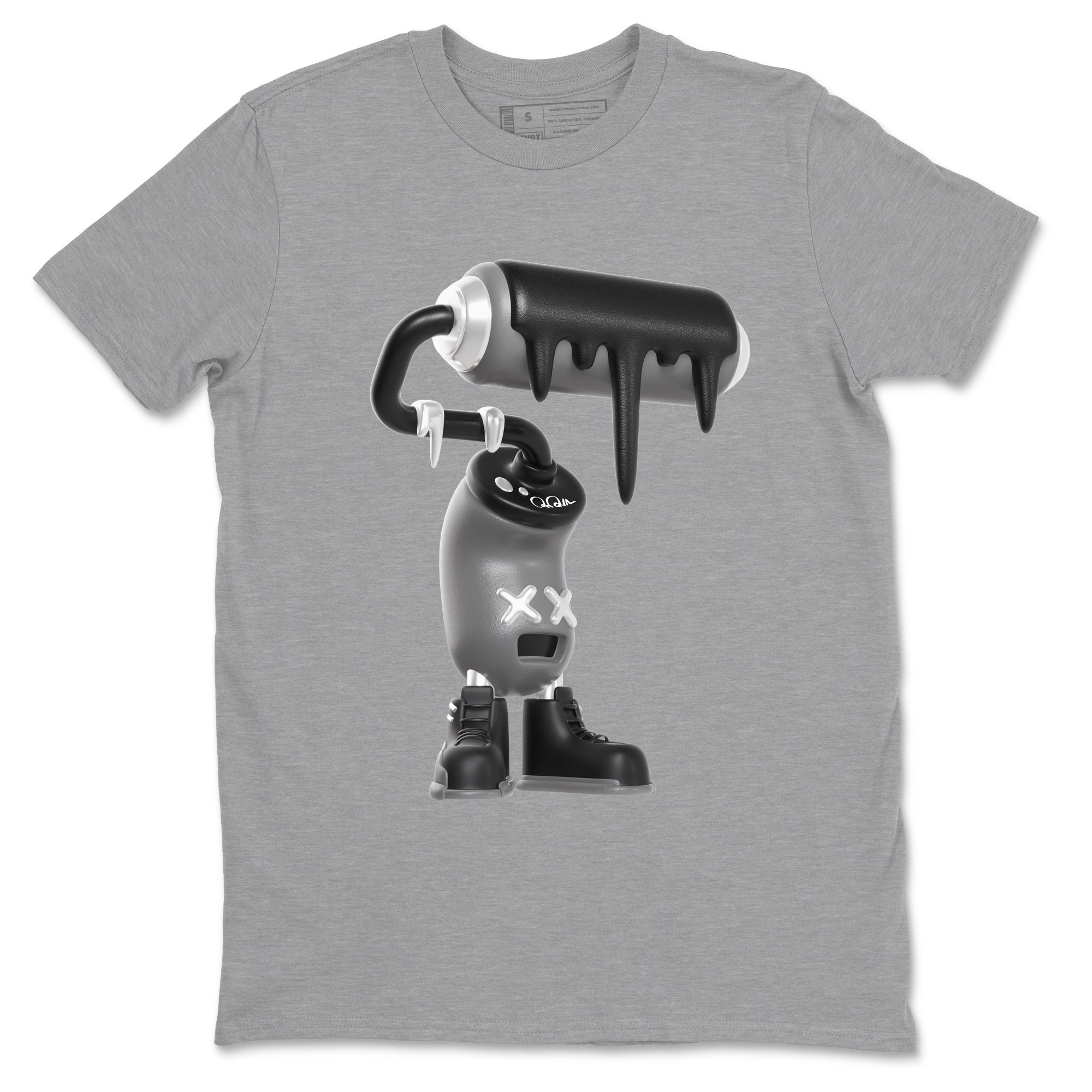 12s Black Wolf Grey shirts to match jordans 3D Paint Roller sneaker match tees Air Jordan 12 Barons match shoes to clothes SNRT Sneaker Tees unisex cotton Heather Grey 2 shirts