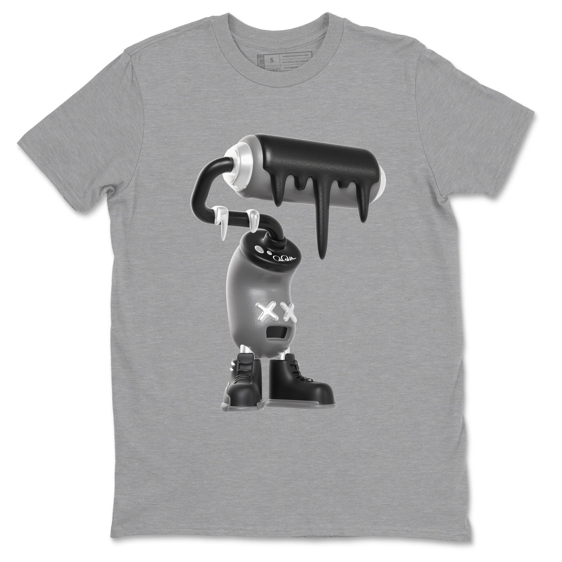 12s Black Wolf Grey shirts to match jordans 3D Paint Roller sneaker match tees Air Jordan 12 Barons match shoes to clothes SNRT Sneaker Tees unisex cotton Heather Grey 2 shirts