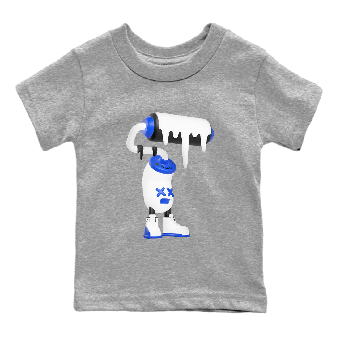 12s Blueberry shirts to match jordans 3D Paint Roller best t shirts to wear with jordans AJ12 White and Game Royal match shoes to clothes SNRT Sneaker Tees Youth Baby Heather Grey 2 tee