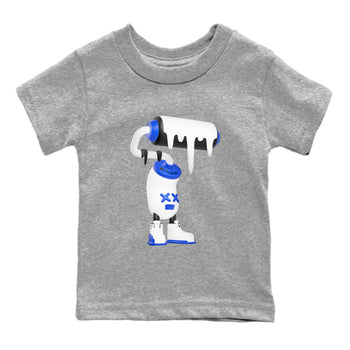 12s Blueberry shirts to match jordans 3D Paint Roller best t shirts to wear with jordans AJ12 White and Game Royal match shoes to clothes SNRT Sneaker Tees Youth Baby Heather Grey 2 tee