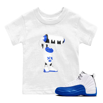 12s Blueberry shirts to match jordans 3D Paint Roller best t shirts to wear with jordans AJ12 White and Game Royal match shoes to clothes SNRT Sneaker Tees Youth Baby White 1 tee