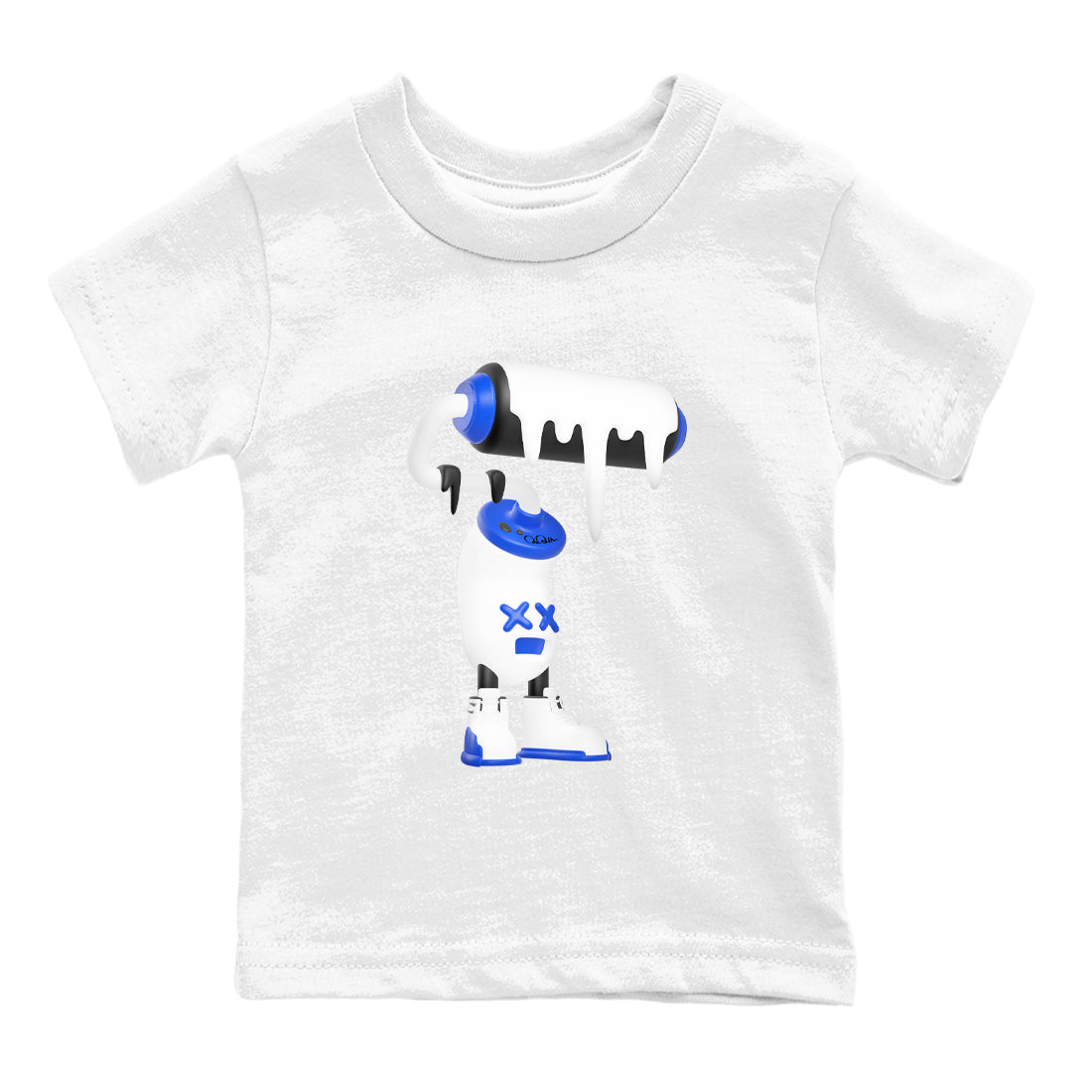 12s Blueberry shirts to match jordans 3D Paint Roller best t shirts to wear with jordans AJ12 White and Game Royal match shoes to clothes SNRT Sneaker Tees Youth Baby White 2 tee