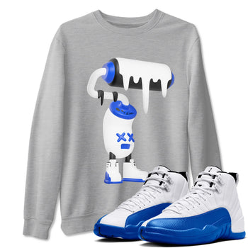 12s Blueberry shirts to match jordans 3D Paint Roller best t shirts to wear with jordans AJ12 White and Game Royal match shoes to clothes SNRT Sneaker Tees unisex cotton Heather Grey 1 shirts