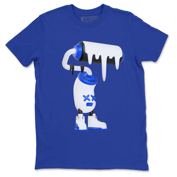 12s Blueberry shirts to match jordans 3D Paint Roller best t shirts to wear with jordans AJ12 White and Game Royal match shoes to clothes SNRT Sneaker Tees unisex cotton Royal Blue 2 shirts
