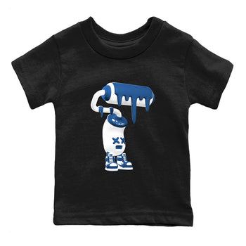3D Paint Roller baby and kids t-shirt crafted for little sneakerheads to with the Air Jordan 12 French Blue sneakers, displayed in Black 2.