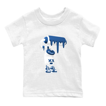 3D Paint Roller baby and kids t-shirt crafted for little sneakerheads to with the Air Jordan 12 French Blue sneakers, displayed in White 2.