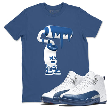 3D Paint Roller sneaker match tees styled to complete your fit with the Air Jordan 12 French Blue sneakers, shown in Denim Blue 1.