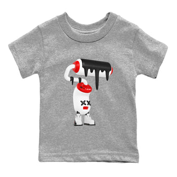 12s Taxi Flip shirts to match jordans 3D Paint Roller sneaker match tees Air Jordan 12 Taxi Flip SNRT Sneaker Tees streetwear brand Baby and Youth Heather Grey 2 cotton tee