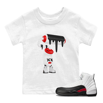 12s Taxi Flip shirts to match jordans 3D Paint Roller sneaker match tees Air Jordan 12 Taxi Flip SNRT Sneaker Tees streetwear brand Baby and Youth White 1 cotton tee