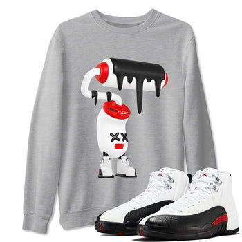 12s Taxi Flip shirts to match jordans 3D Paint Roller sneaker match tees Air Jordan 12 Taxi Flip SNRT Sneaker Tees streetwear brand Heather Grey 1 unisex cotton tee