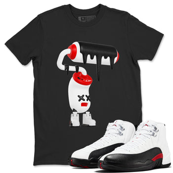 12s Taxi Flip shirts to match jordans 3D Paint Roller sneaker match tees Air Jordan 12 Taxi Flip SNRT Sneaker Tees streetwear brand Black 1 unisex cotton tee