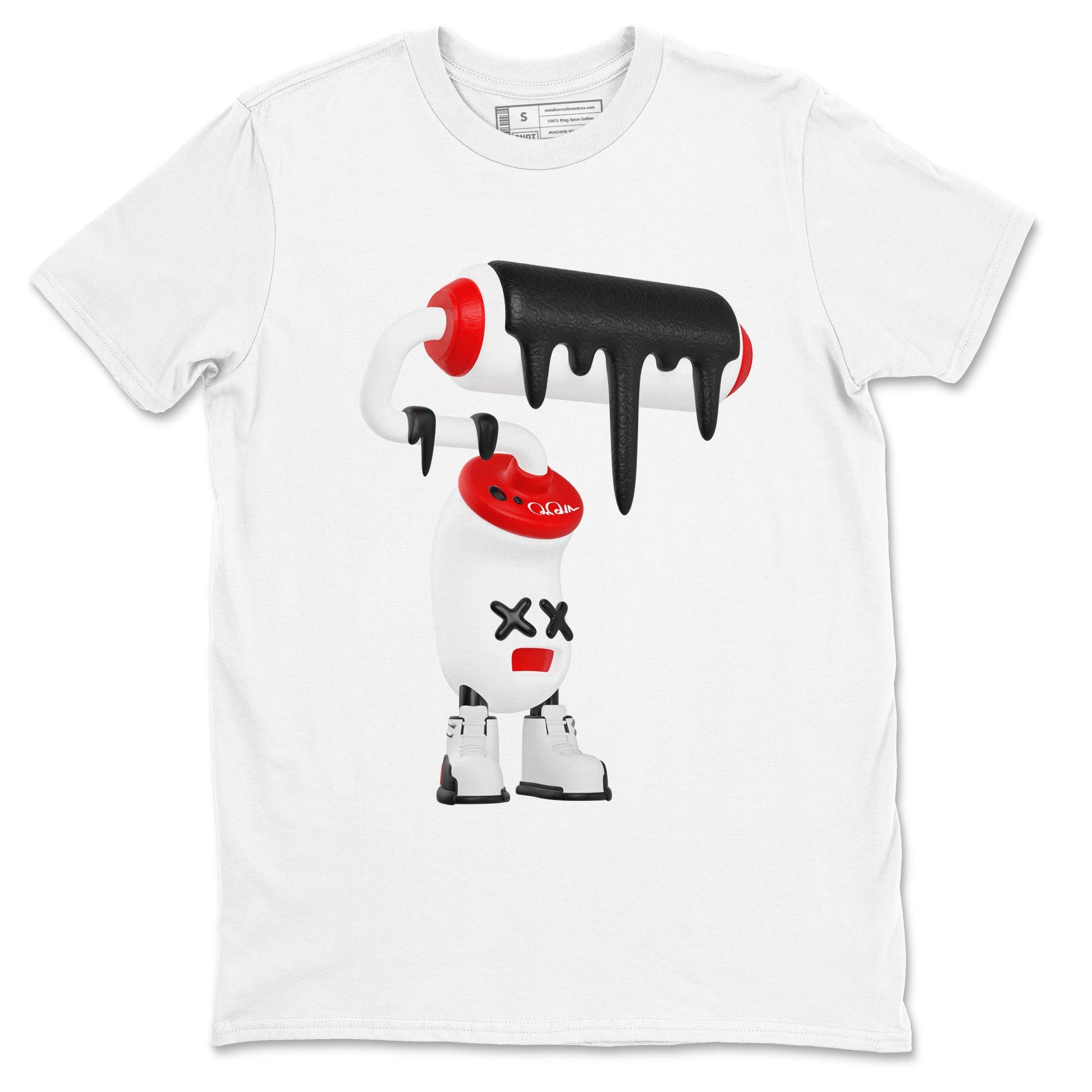 12s Taxi Flip shirts to match jordans 3D Paint Roller sneaker match tees Air Jordan 12 Taxi Flip SNRT Sneaker Tees streetwear brand White 2 unisex cotton tee