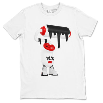 12s Taxi Flip shirts to match jordans 3D Paint Roller sneaker match tees Air Jordan 12 Taxi Flip SNRT Sneaker Tees streetwear brand White 2 unisex cotton tee