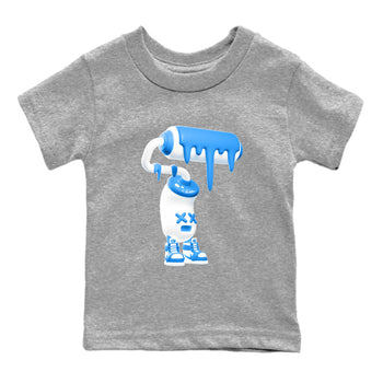 3D Paint Roller baby and kids t-shirt crafted for little sneakerheads to shine with the Air Jordan 12 White and University Blue sneakers, displayed in Heather Grey 2.