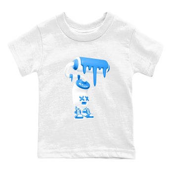 3D Paint Roller baby and kids t-shirt crafted for little sneakerheads to shine with the Air Jordan 12 White and University Blue sneakers, displayed in White 2.