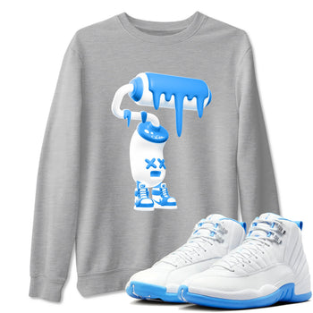 3D Paint Roller sneaker match t-shirt styled to complete your fit with the Air Jordan 12 White and University Blue sneakers, shown in Heather Grey 1.