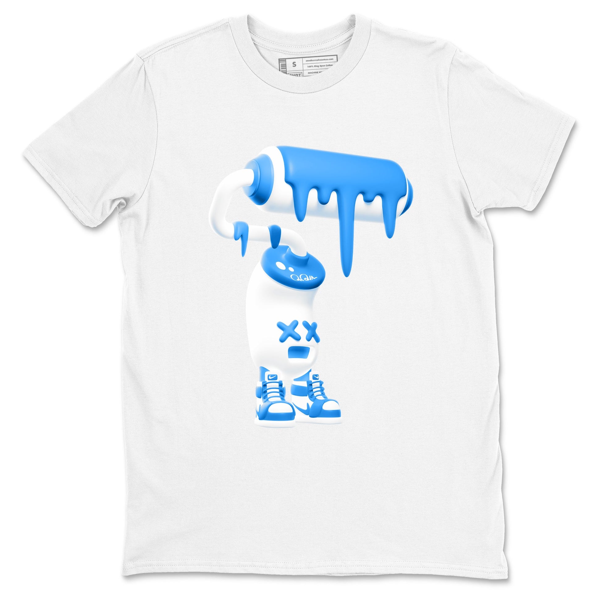 3D Paint Roller sneaker match t-shirt styled to complete your fit with the Air Jordan 12 White and University Blue sneakers, shown in White 2.