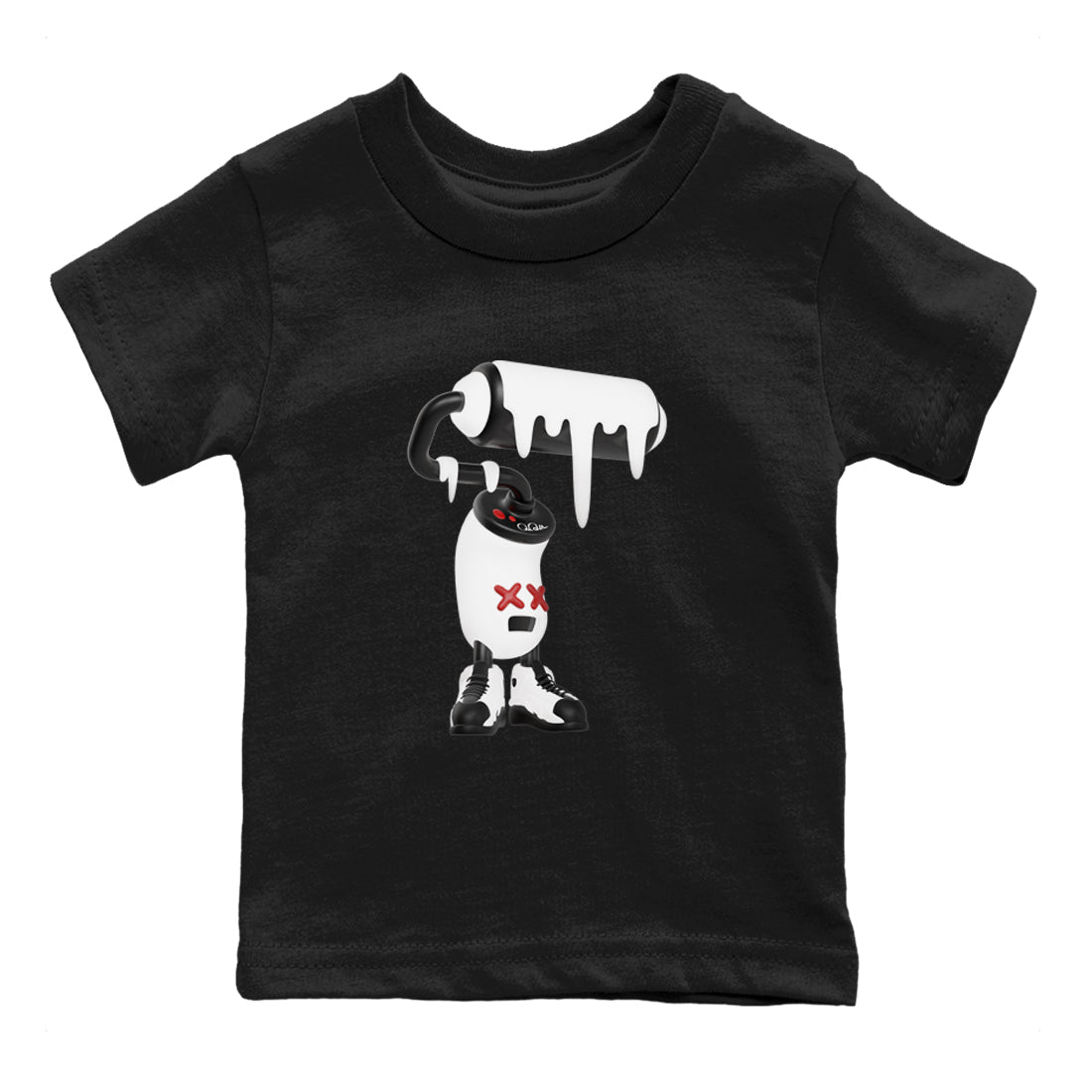 14s Black Toe shirts to match jordans 3D Paint Roller graphic tees Air Jordan 14 Black Toe t shirts to match sneakers SNRT Sneaker Tees Youth Baby Black 2 tee