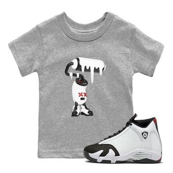 14s Black Toe shirts to match jordans 3D Paint Roller graphic tees Air Jordan 14 Black Toe t shirts to match sneakers SNRT Sneaker Tees Youth Baby Heather Grey 1 tee