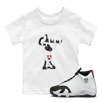 14s Black Toe shirts to match jordans 3D Paint Roller graphic tees Air Jordan 14 Black Toe t shirts to match sneakers SNRT Sneaker Tees Youth Baby White 1 tee
