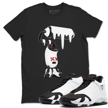 14s Black Toe shirts to match jordans 3D Paint Roller graphic tees Air Jordan 14 Black Toe t shirts to match sneakers SNRT Sneaker Tees unisex cotton Black 1 shirts