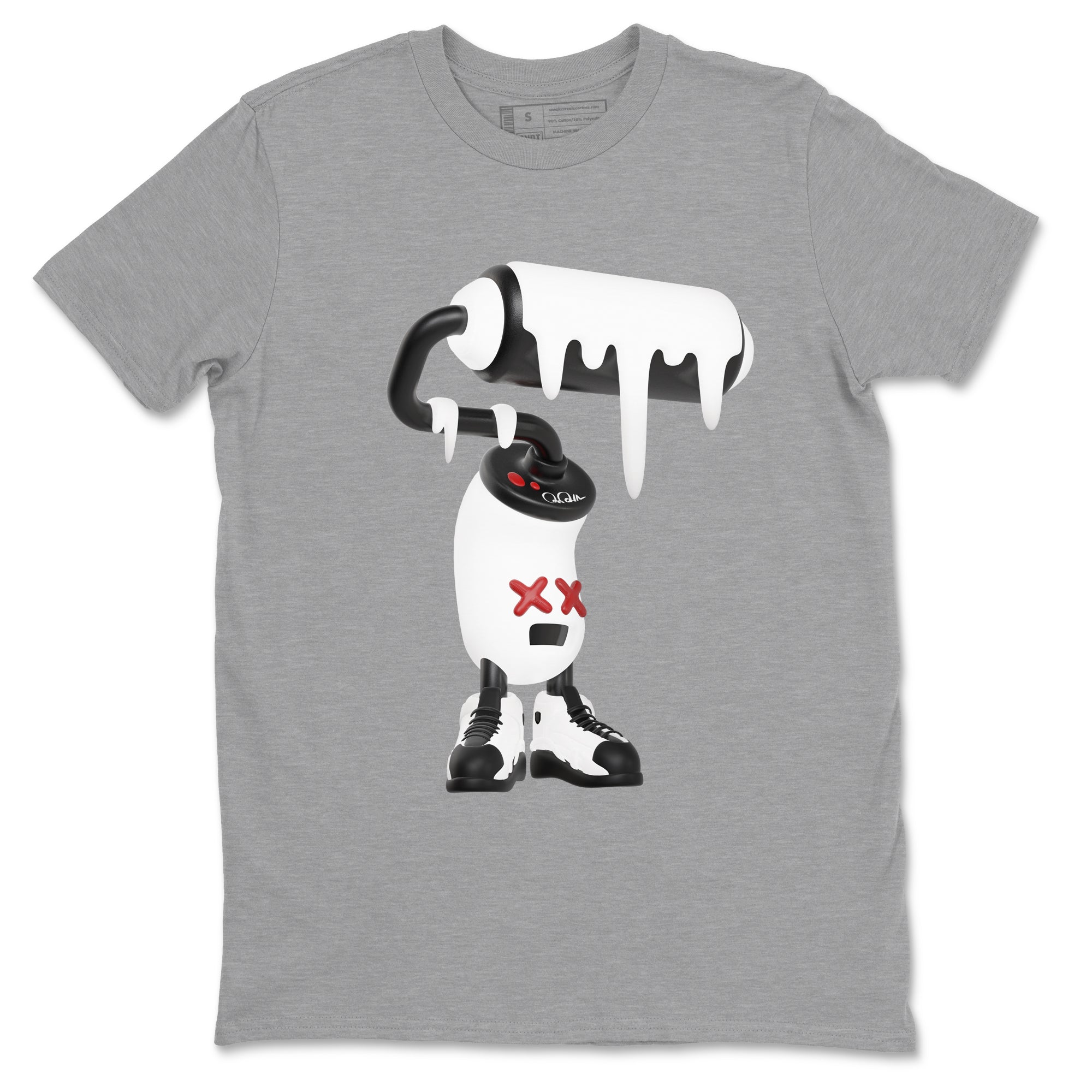 14s Black Toe shirts to match jordans 3D Paint Roller graphic tees Air Jordan 14 Black Toe t shirts to match sneakers SNRT Sneaker Tees unisex cotton Heather Grey 2 shirts