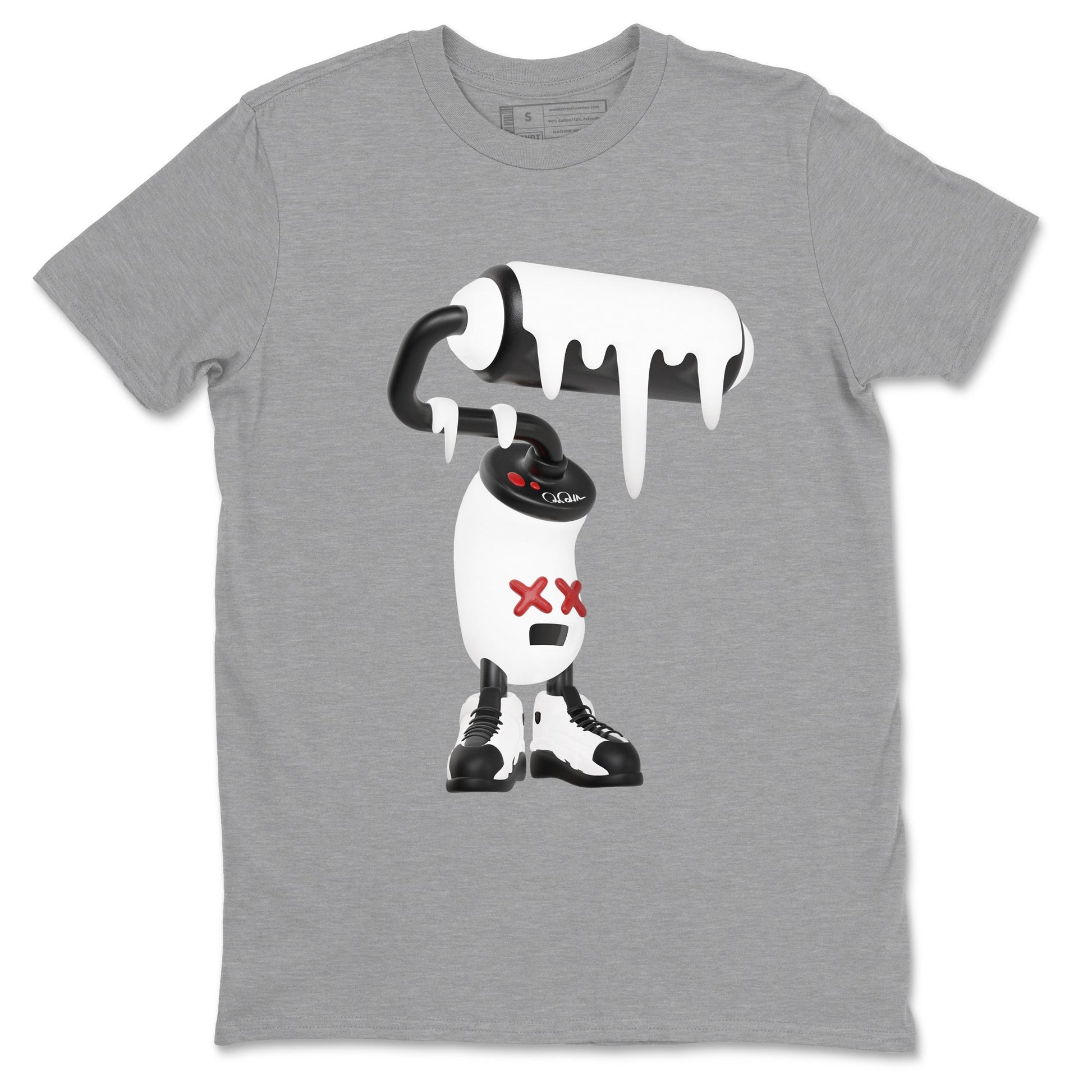 14s Black Toe shirts to match jordans 3D Paint Roller graphic tees Air Jordan 14 Black Toe t shirts to match sneakers SNRT Sneaker Tees unisex cotton Heather Grey 2 shirts