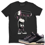 3s A Ma Maniere x Black shirts to match jordans 3D Paint Roller sneaker match tees A Ma Maniere x Air Jordan 3 _hile You Were Sleeping_neaker Release Tees unisex cotton Black 1 crew neck shirts