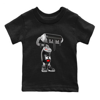 3s Black Cement shirts to match jordans 3D Paint Roller sneaker match tees Air Jordan 3 Black Cement match shoes to clothes SNRT Sneaker Tees Youth Baby Black 2 tee
