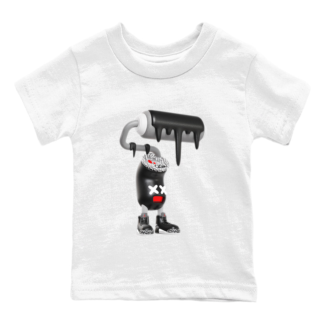 3s Black Cement shirts to match jordans 3D Paint Roller sneaker match tees Air Jordan 3 Black Cement match shoes to clothes SNRT Sneaker Tees Youth Baby White 2 tee