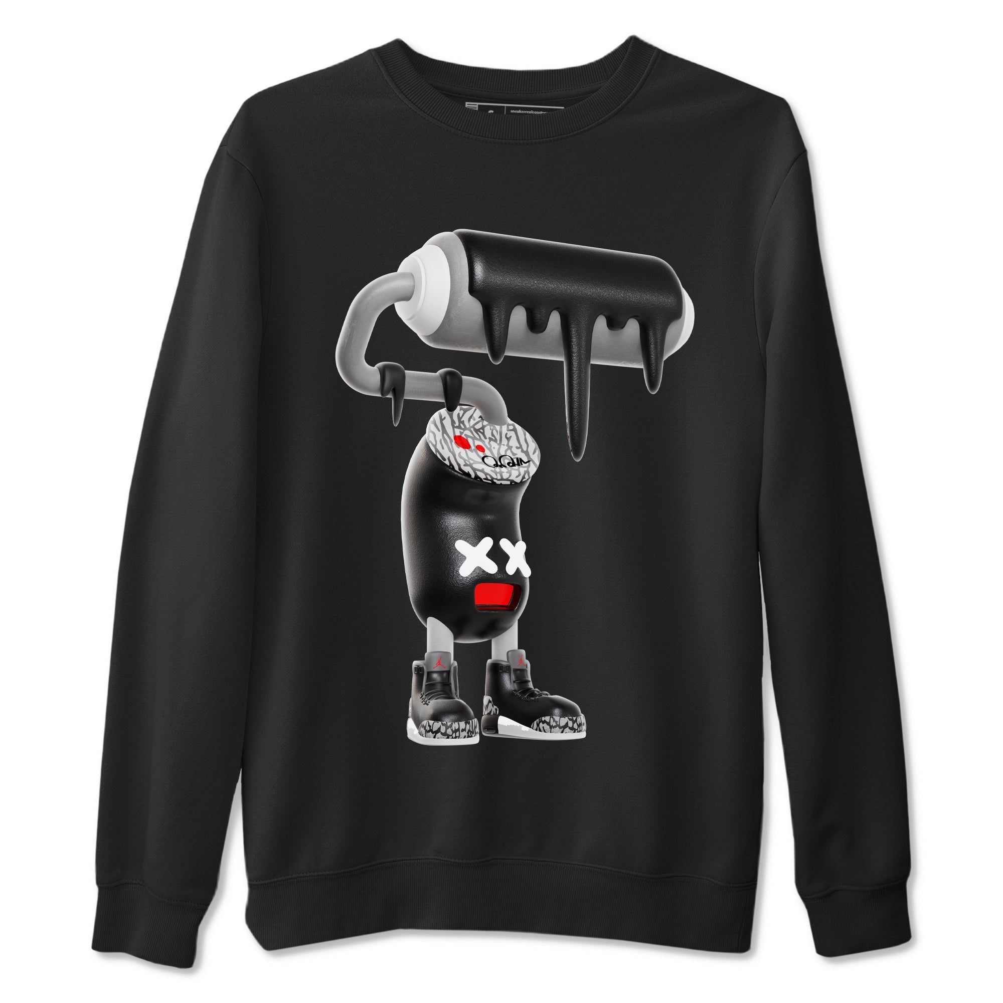 3s Black Cement shirts to match jordans 3D Paint Roller sneaker match tees Air Jordan 3 Black Cement match shoes to clothes SNRT Sneaker Tees unisex cotton Black 2 shirts