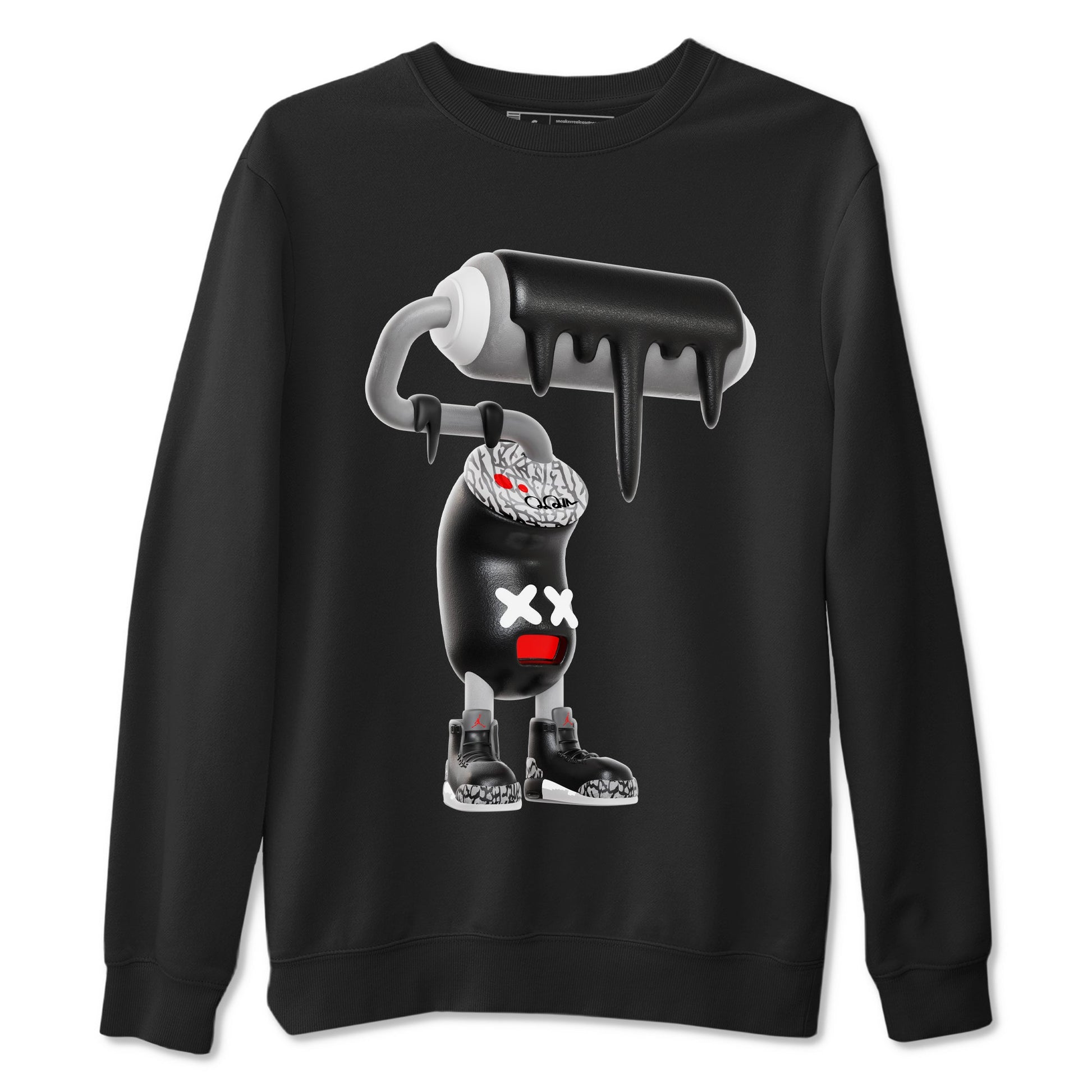 3s Black Cement shirts to match jordans 3D Paint Roller sneaker match tees Air Jordan 3 Black Cement match shoes to clothes SNRT Sneaker Tees unisex cotton Black 2 shirts