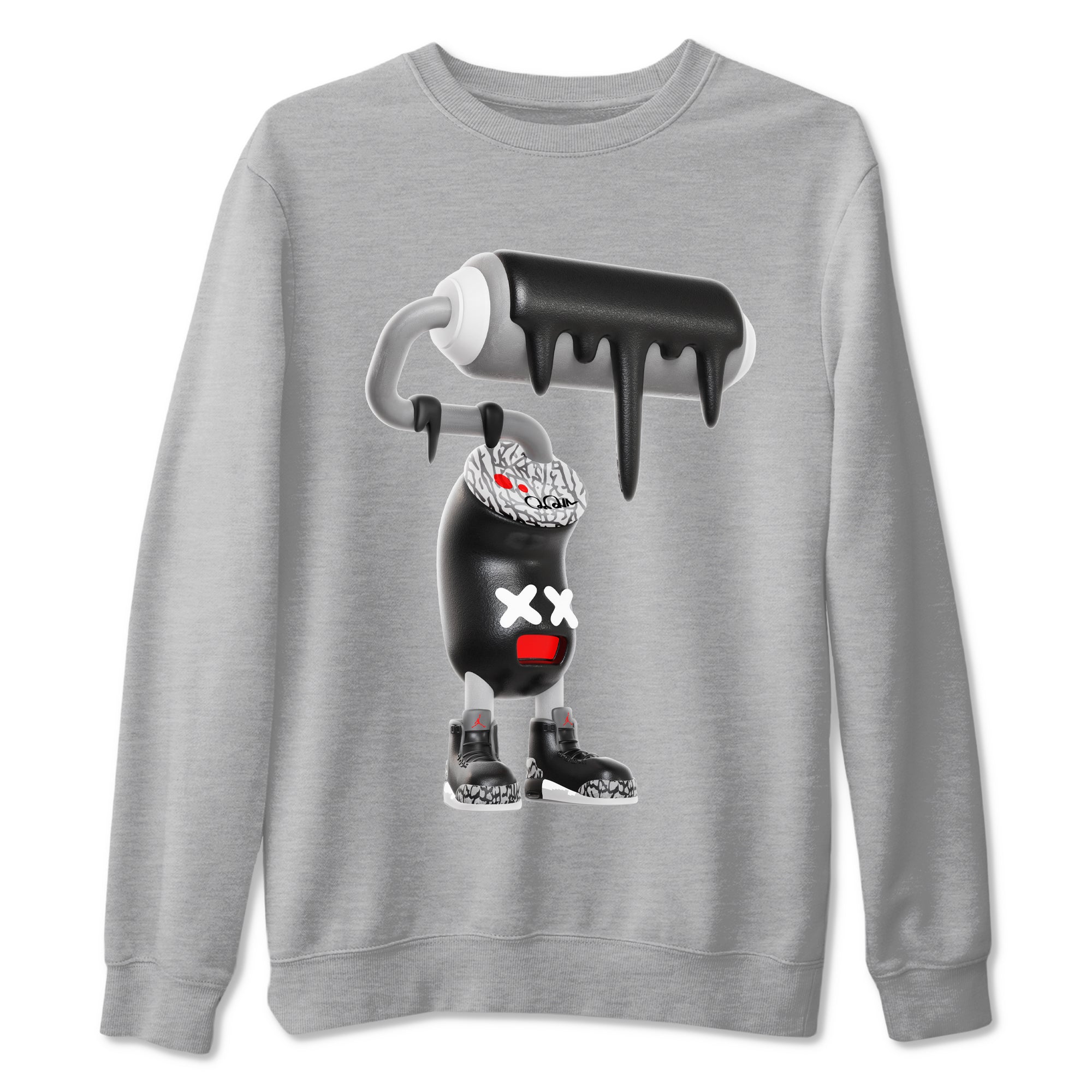 3s Black Cement shirts to match jordans 3D Paint Roller sneaker match tees Air Jordan 3 Black Cement match shoes to clothes SNRT Sneaker Tees unisex cotton Heather Grey 2 shirts