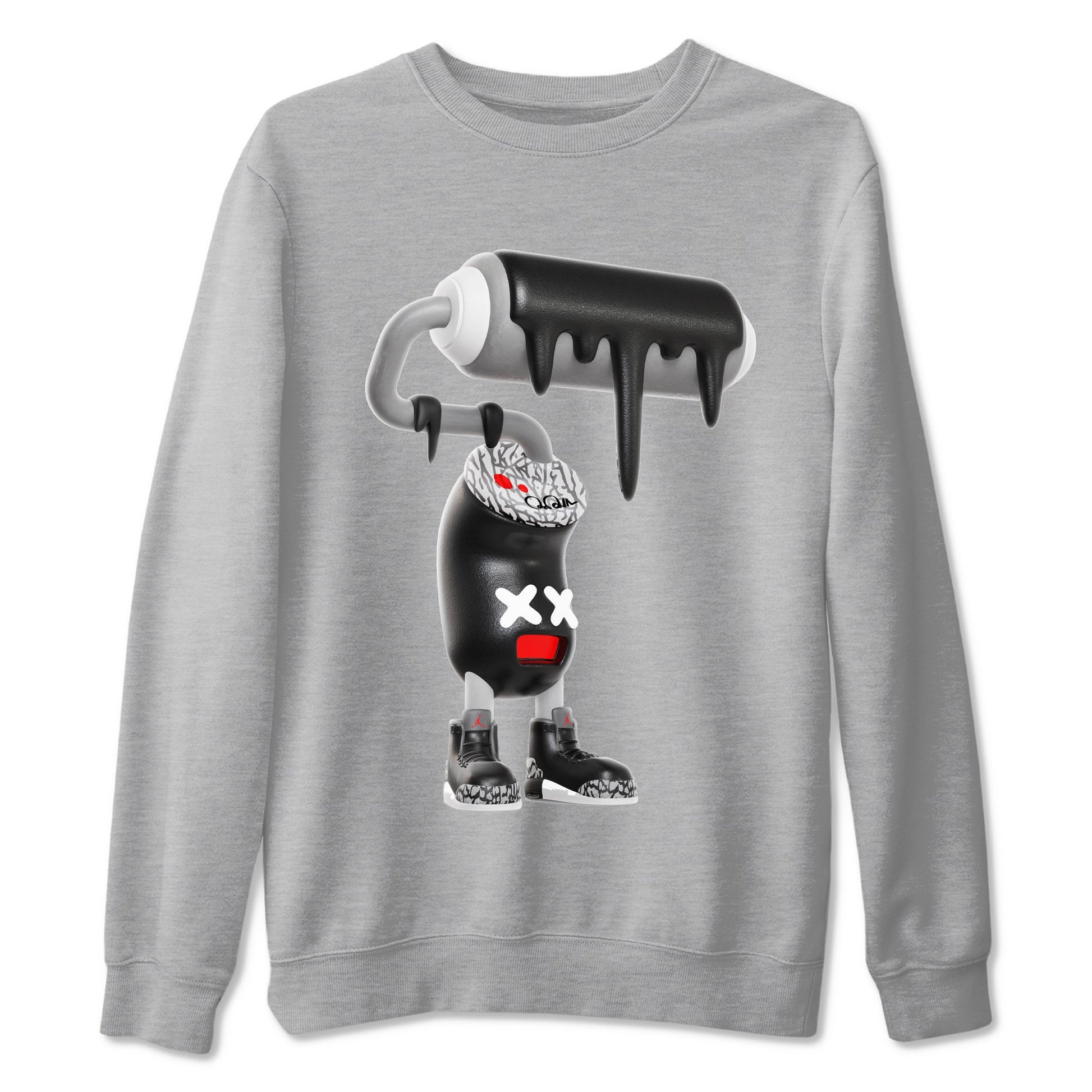 3s Black Cement shirts to match jordans 3D Paint Roller sneaker match tees Air Jordan 3 Black Cement match shoes to clothes SNRT Sneaker Tees unisex cotton Heather Grey 2 shirts