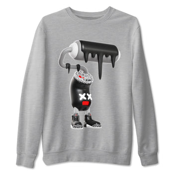 3s Black Cement shirts to match jordans 3D Paint Roller sneaker match tees Air Jordan 3 Black Cement match shoes to clothes SNRT Sneaker Tees unisex cotton Heather Grey 2 shirts