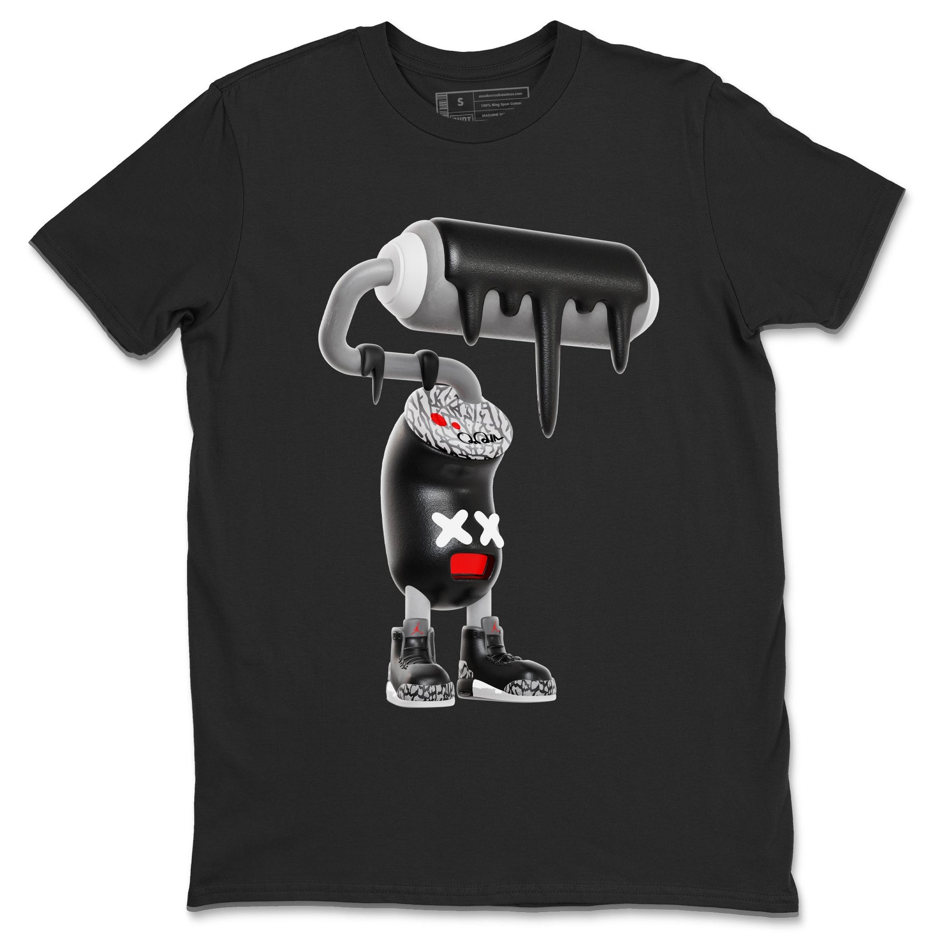 3s Black Cement shirts to match jordans 3D Paint Roller sneaker match tees Air Jordan 3 Black Cement match shoes to clothes SNRT Sneaker Tees unisex cotton Black 2 shirts