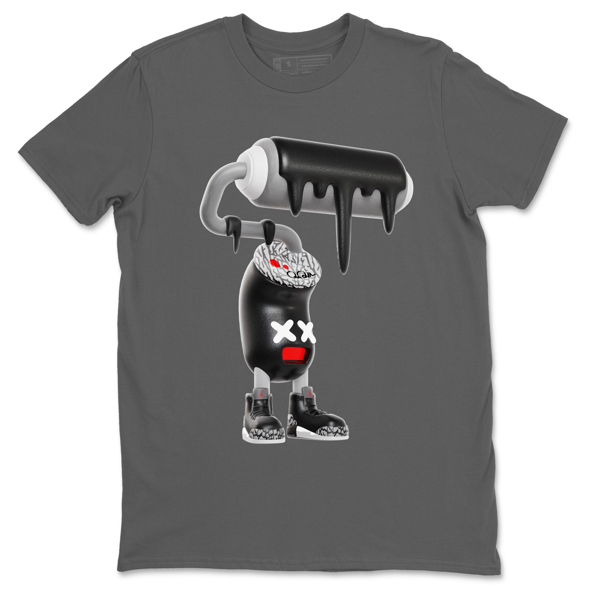 3s Black Cement shirts to match jordans 3D Paint Roller sneaker match tees Air Jordan 3 Black Cement match shoes to clothes SNRT Sneaker Tees unisex cotton Cool Grey 2 shirts