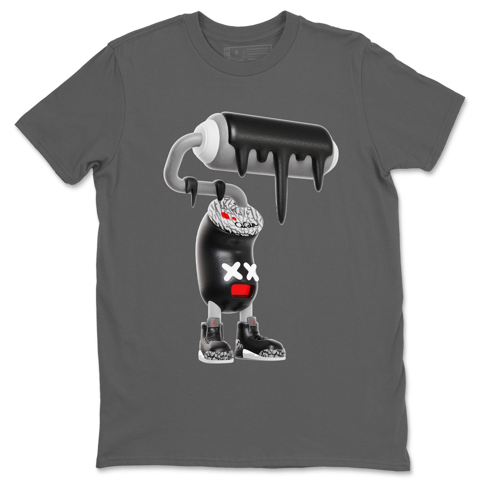 3s Black Cement shirts to match jordans 3D Paint Roller sneaker match tees Air Jordan 3 Black Cement match shoes to clothes SNRT Sneaker Tees unisex cotton Cool Grey 2 shirts